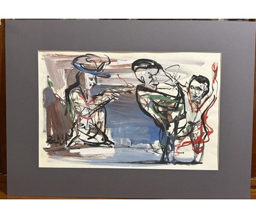 Акулов В.И "Тяжёлый разговор", 1994г. Смешанная техника. Размер 43х61 см. № 3475 (артикул №3475) - фото №1