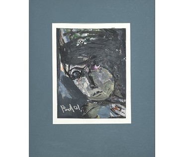 Акулов В.И. "Портрет неизвестной", 2001г. Смешанная техника. Размер с паспарту 40х50 см. № 3497 (артикул №3497) - фото №1