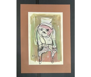 Акулов В.И "Усталый доктор", 1994г. Смешанная техника. Размер 70х50 см. № 3506 (артикул №3506) - фото №1