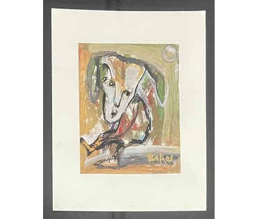 Акулов В.И "Провинился", 2003г. Смешанная техника. Размер 41,5 х32 см. № 3508 (артикул №3508) - фото №1