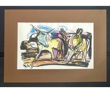 Акулов В.И "Противостояние", 1995г. Смешанная техника. Размер 70х50 см. № 3510 (артикул №3510) - фото №1