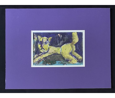 Акулов В.И "Игры жёлтого кота",2003г. Смешанная техника. Размер с паспарту 50х65 см. № 3514 (артикул №3514) - фото №1