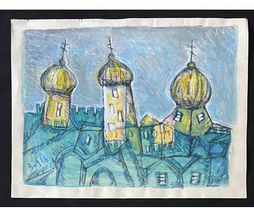 Акулов В.И "Купола", 2017г. Смешанная техника. Размер 47х62 см. № 3518 (артикул №3518) - фото №1