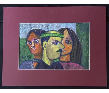 Акулов В.И "Меж двух огней",2022г. Бумага, акрил. Размер 55х71,5 см. № 3521 (артикул №3521) - фото №1