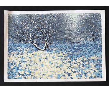 Тихонов В.П "Зима в старом саду", 1998г. Шелкография. Размер 46х64 см. № 3525 (артикул №3525) - фото №1