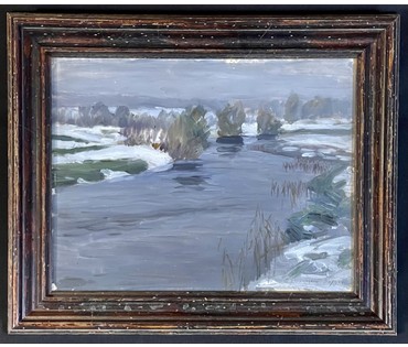Бялыницкий-Бируля В.К "Ранняя весна", 1910-е гг. Экспертное заключение. Холст на картоне, масло. Размер 40х31.5 см. № 3554 (артикул №3554) - фото №4