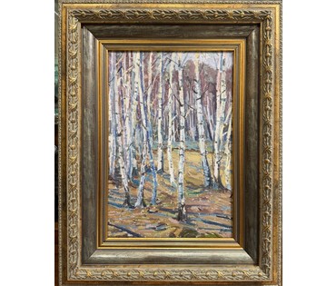 Жолток В.К "Родные берёзки", 1970г. Холст, масло. Размер 40,5х28 см. № 3558 (артикул №3558) - фото №1