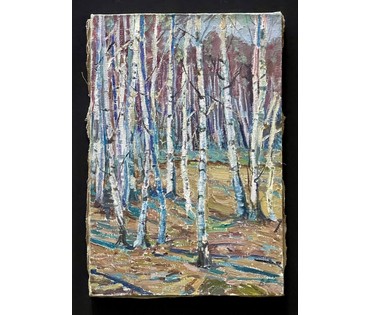 Жолток В.К "Родные берёзки", 1970г. Холст, масло. Размер 40,5х28 см. № 3558 (артикул №3558) - фото №2