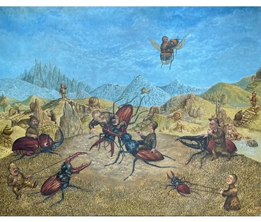 Почицкий В.В (dr.Klein) "Жучиные бои или полёт Чмеля к созвездию Малого Карлика",2005г. Холст, масло. Размер 100х80 см. № 3561 (артикул №3561) - фото №3
