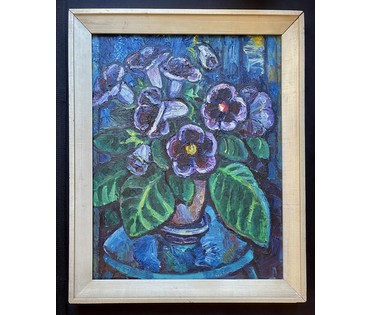 Рогалевич М.В "Глоксиния", 1974г. Холст, масло. Размер 53,5х42 см. № 3569 (артикул №3569) - фото №2