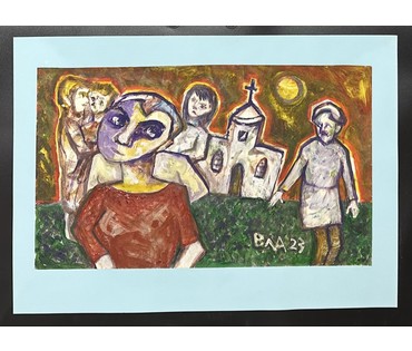 Акулов В.И. Смешанная техника. 2023г. Размер с паспарту 70х50 см. № 3572 (артикул №3572) - фото №1