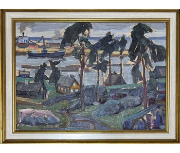 Рогалевич М.В "Родныя мясціны",1960г. Картон, масло. Размер с рамой 61х46,5 см. № 3578 (артикул №3578) - фото №1