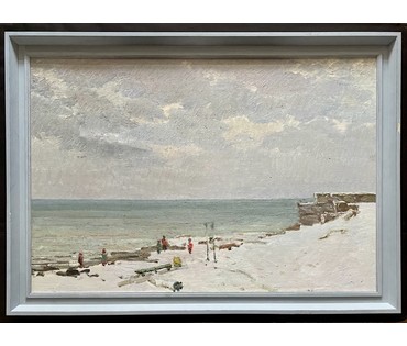 Маслеников П.В "Балтика зимой", 1960-е года. Холст, масло. Размер с родной рамой 94х67 см. № 3581 (артикул №3581) - фото №1