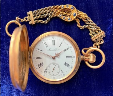 Часы карманные "Monard Geneve" с цепью (шатленом). Швейцария, 19 век (56) Диаметр 5 см. 106.7гр. (артикул №2077) - фото №1