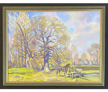 Поплавский Г.Г "Тёплый день", 2004г. Холст, масло. Размер 45х60 см. № 3606 (артикул №3606) - фото №1