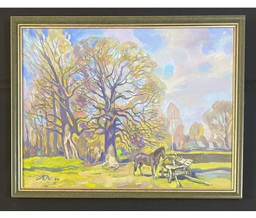 Поплавский Г.Г "Тёплый день", 2004г. Холст, масло. Размер 45х60 см. № 3606 (артикул №3606) - фото №3