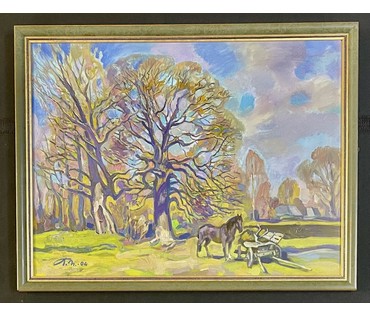 Поплавский Г.Г "Тёплый день", 2004г. Холст, масло. Размер 45х60 см. № 3606 (артикул №3606) - фото №4