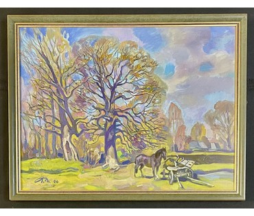 Поплавский Г.Г "Тёплый день", 2004г. Холст, масло. Размер 45х60 см. № 3606 (артикул №3606) - фото №5