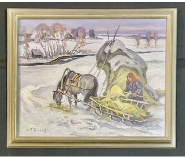 Поплавский Г.Г "Зима на исходе", 2007г. Холст, масло. Размер 40х50 см. № 3607 (артикул №3607) - фото №3