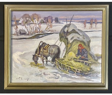 Поплавский Г.Г "Зима на исходе", 2007г. Холст, масло. Размер 40х50 см. № 3607 (артикул №3607) - фото №4