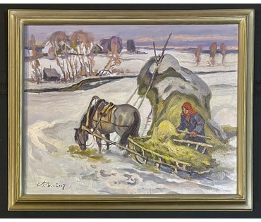 Поплавский Г.Г "Зима на исходе", 2007г. Холст, масло. Размер 40х50 см. № 3607 (артикул №3607) - фото №5