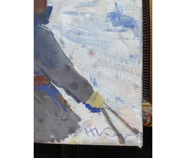 Казакевич Н.К "Зимний день", 1978г. Холст, масло, картон. Размер 49х35 см. № 3609 (артикул №3609) - фото №3