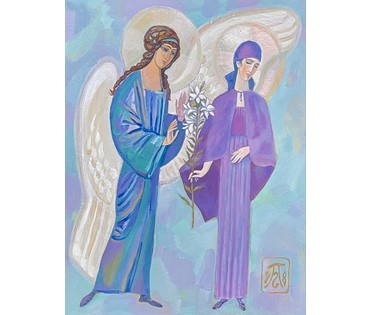 Поплавский Г.Г "Благовещение", 2017г. Холст, акрил. Размер 55х70 см. № 3614 (артикул №3614) - фото №3