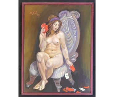 Поплавский Г.Г Каталожная работа "Меланхолия", 1992г. Холст, масло. Размер 65х60 см. № 3617 (артикул №3617) - фото №1