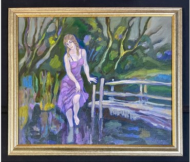 Поплавский Г.Г "У озера", 2014г. Холст, акрил. Размер с рамой 58х68 см. № 3621 (артикул №3621) - фото №1