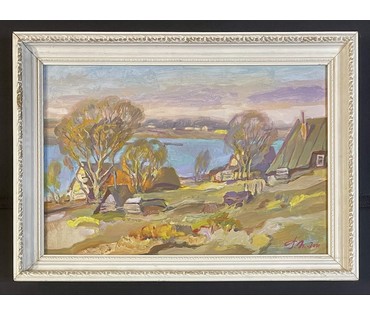 Поплавский Г.Г "Над озером Струсто", 2000г. Холст, акрил. Размер с рамой 40х60 см. № 3622 (артикул №3622) - фото №1