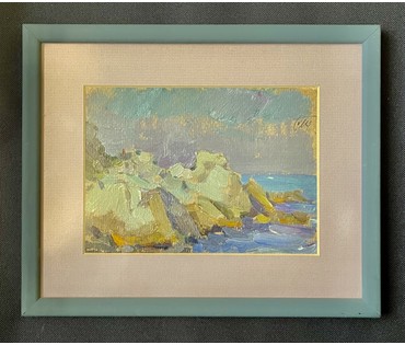 Стельмашонок В.И. Этюд. Картон, масло. Размер с рамой и паспарту 22х27 см. № 3627 (артикул №3627) - фото №3