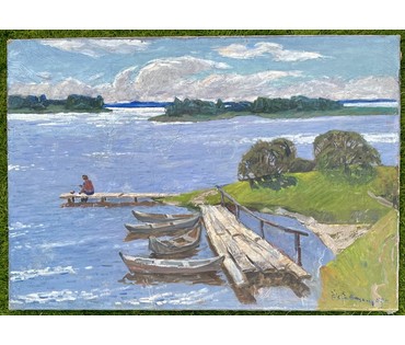Савицкий В.Н "Тёплый день", 1982г. Холст, масло. Размер 80х115 см. № 3631 (артикул №3631) - фото №3