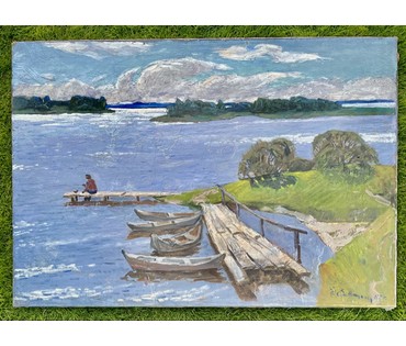 Савицкий В.Н "Тёплый день", 1982г. Холст, масло. Размер 80х115 см. № 3631 (артикул №3631) - фото №4