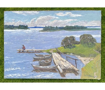 Савицкий В.Н "Тёплый день", 1982г. Холст, масло. Размер 80х115 см. № 3631 (артикул №3631) - фото №5