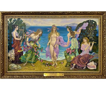 Поплавский Г.Г. «Рождение Афродиты». 1999 год. Размер 124х80см. с учетом родной рамы. Размер 111х66см. без рамы. (артикул №3640) - фото №1