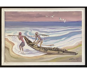 Поплавский Г.Г. Каталожная работа "Бенгальский залив", 2015г. Холст, акрил. Размер с рамой 66,5х96 см. № 3648 (артикул №3648) - фото №1