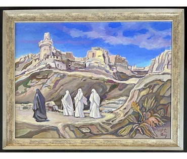 Поплавский Г.Г. Каталожная работа "Оазис Сива-земля Александра Македонского", 2015г. Холст, акрил. Размер с рамой 90х70 см. № 3654 (артикул №3654) - фото №1