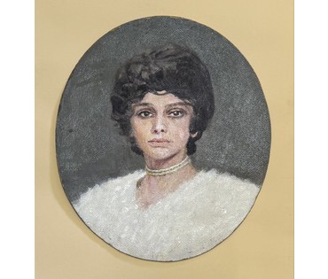 Бржозовский Г.Ф "Портрет дочери балерины Л.Г Бржозовской". ДВП, масло. Размер с рамой и паспарту 56,5х61 см. № 3656 (артикул №3656) - фото №2