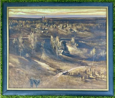 Скрипниченко Г.С.Художник-сюрреалист, "белорусский Дали". "Радзіма.Цёплы надвячорак", 1987-1995г.г. Холст, масло. Размер с рамой 91х77 см. № 3663 (артикул №3663) - фото №1