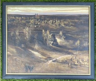 Скрипниченко Г.С.Художник-сюрреалист, "белорусский Дали". "Радзіма.Цёплы надвячорак", 1987-1995г.г. Холст, масло. Размер с рамой 91х77 см. № 3663 (артикул №3663) - фото №2