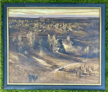 Скрипниченко Г.С.Художник-сюрреалист, "белорусский Дали". "Радзіма.Цёплы надвячорак", 1987-1995г.г. Холст, масло. Размер с рамой 91х77 см. № 3663 (артикул №3663) - фото №3