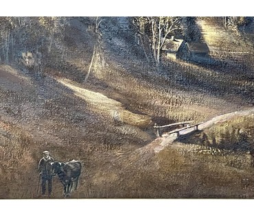 Скрипниченко Г.С.Художник-сюрреалист, "белорусский Дали". "Радзіма.Цёплы надвячорак", 1987-1995г.г. Холст, масло. Размер с рамой 91х77 см. № 3663 (артикул №3663) - фото №4
