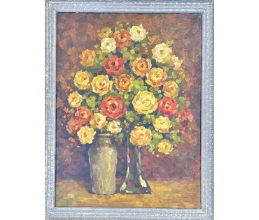 Петровичев "Натюрморт", первая половина 20 века. Холст, масло. Размер с рамой 93х73,5 см. № 3968 (артикул №3968) - фото №4