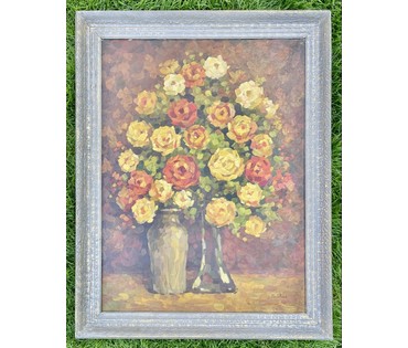 Петровичев "Натюрморт", первая половина 20 века. Холст, масло. Размер с рамой 93х73,5 см. № 3968 (артикул №3968) - фото №2