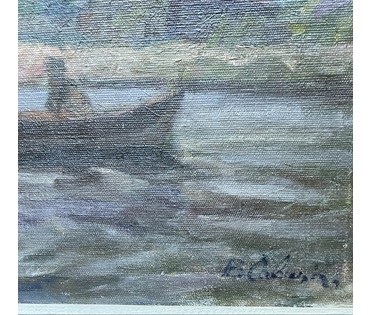 Савицкий В.Н "Нёманские рыбаки", 1963г. Холст, масло. Размер 33,5х57,5 см. № 3676 (артикул №3676) - фото №5