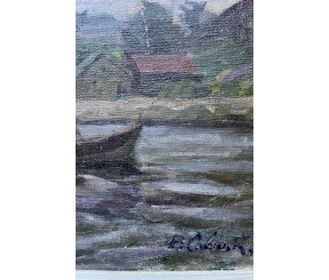 Савицкий В.Н "Нёманские рыбаки", 1963г. Холст, масло. Размер 33,5х57,5 см. № 3676 (артикул №3676) - фото №6