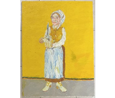 Ржеусский А.(Ржеутский А) "Девушка на жёлтом фоне", холст, масло. Размер 60х80 см. № 3689 (артикул №3689) - фото №1