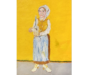 Ржеусский А.(Ржеутский А) "Девушка на жёлтом фоне", холст, масло. Размер 60х80 см. № 3689 (артикул №3689) - фото №2