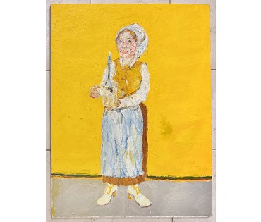 Ржеусский А.(Ржеутский А) "Девушка на жёлтом фоне", холст, масло. Размер 60х80 см. № 3689 (артикул №3689) - фото №3