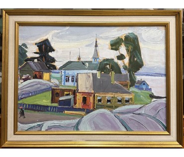 Рогалевич М.В "Белорусский пейзаж". Картон, масло. Размер с рамой 61х46,5 см. № 3698 (артикул №3698) - фото №1